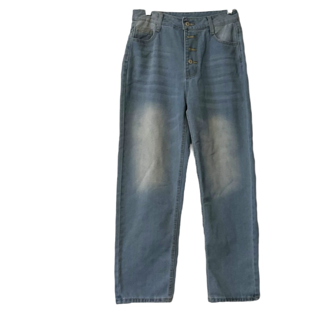 Blue‎ Denim Jean SZ M Mom Tapered High Rise Light Wash Casual Streetwear